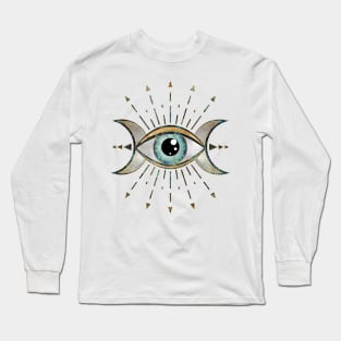 Eye - Triple Moon - Gemstone and gold Long Sleeve T-Shirt